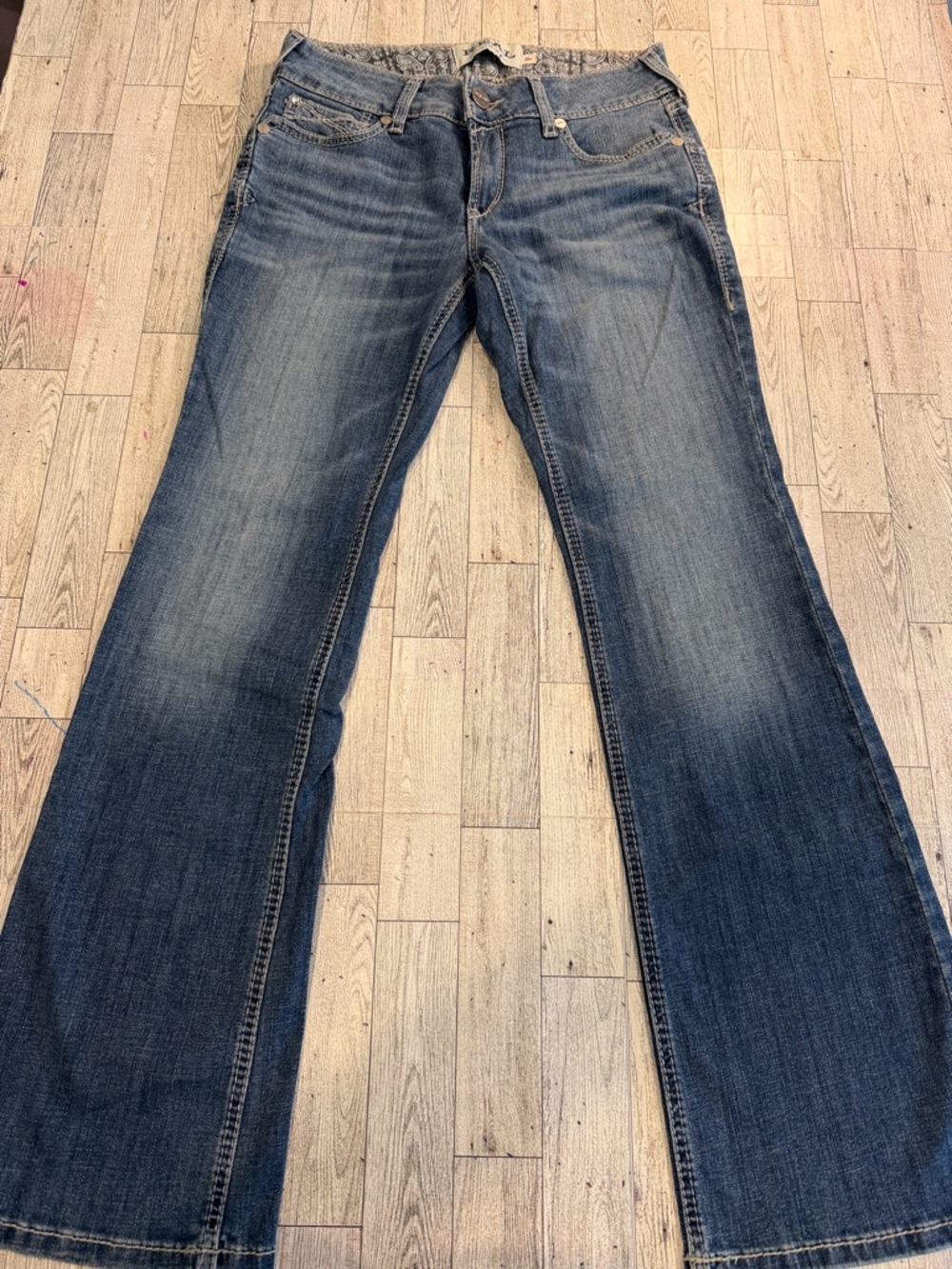 Ariat Blue Denim Bootcut Jeans with Paisley Waist Lining